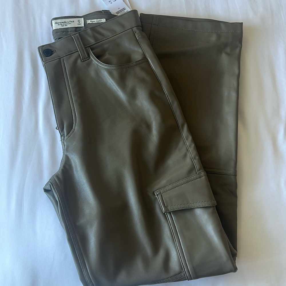 Vegan leather cargo pants